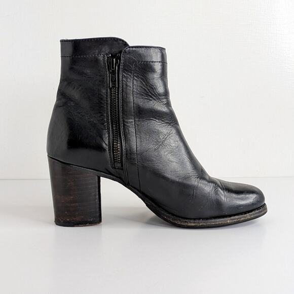 Frye Ankle Boots Addie Double Zip 76622 Women's 7.5 Black GUC Leather Heels - Picture 8 of 16